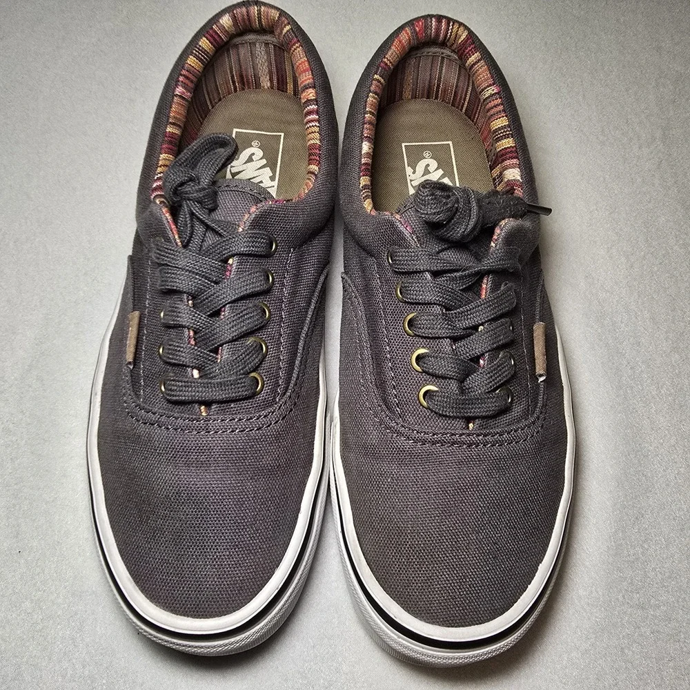 Vans Era‎ 59 C&L Frost Gray Leather Accent Multi-Stripe Skate Shoes W 8.5 M 7